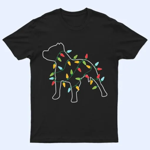 Pitbull Christmas Tree Light Pajama Xmas Dog lover T Shirt