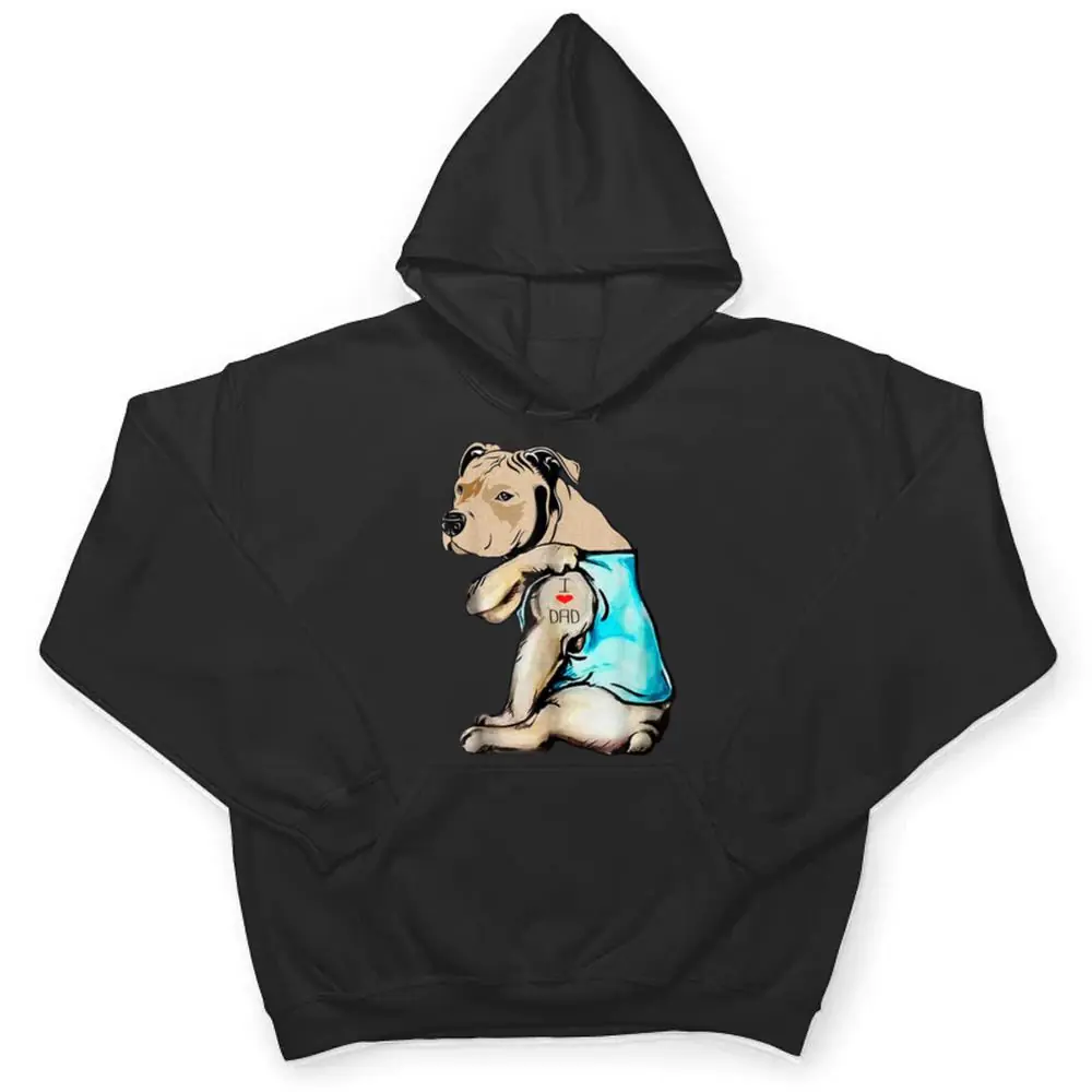 Pitbull-Dog-I-Love-Dad-Tattoo-Funny-Family-T-Shirt-3 Pitbull Dog I Love Dad Tattoo Funny Family T Shirt