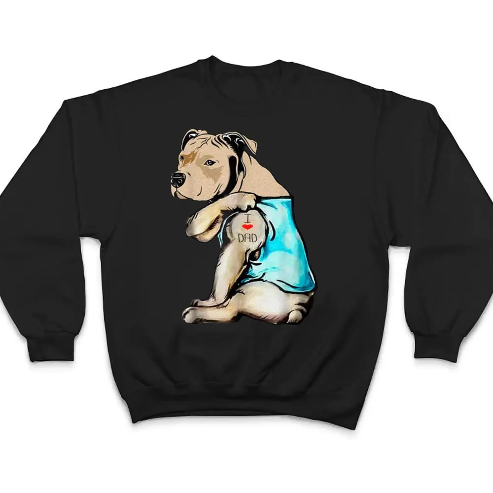 Pitbull-Dog-I-Love-Dad-Tattoo-Funny-Family-T-Shirt-4 Pitbull Dog I Love Dad Tattoo Funny Family T Shirt