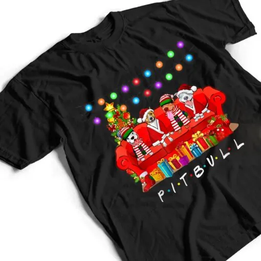 Pitbull Dog Lights Christmas Matching Family T Shirt