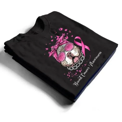 Pitbull Dog Lover Pink Ribbon Breast Cancer Awareness T Shirt