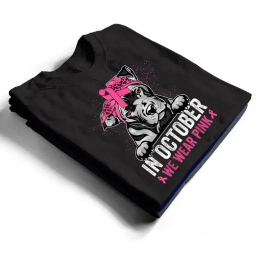 Pitbull Dog Pink Ribbon Breast Cancer Awareness T Shirt