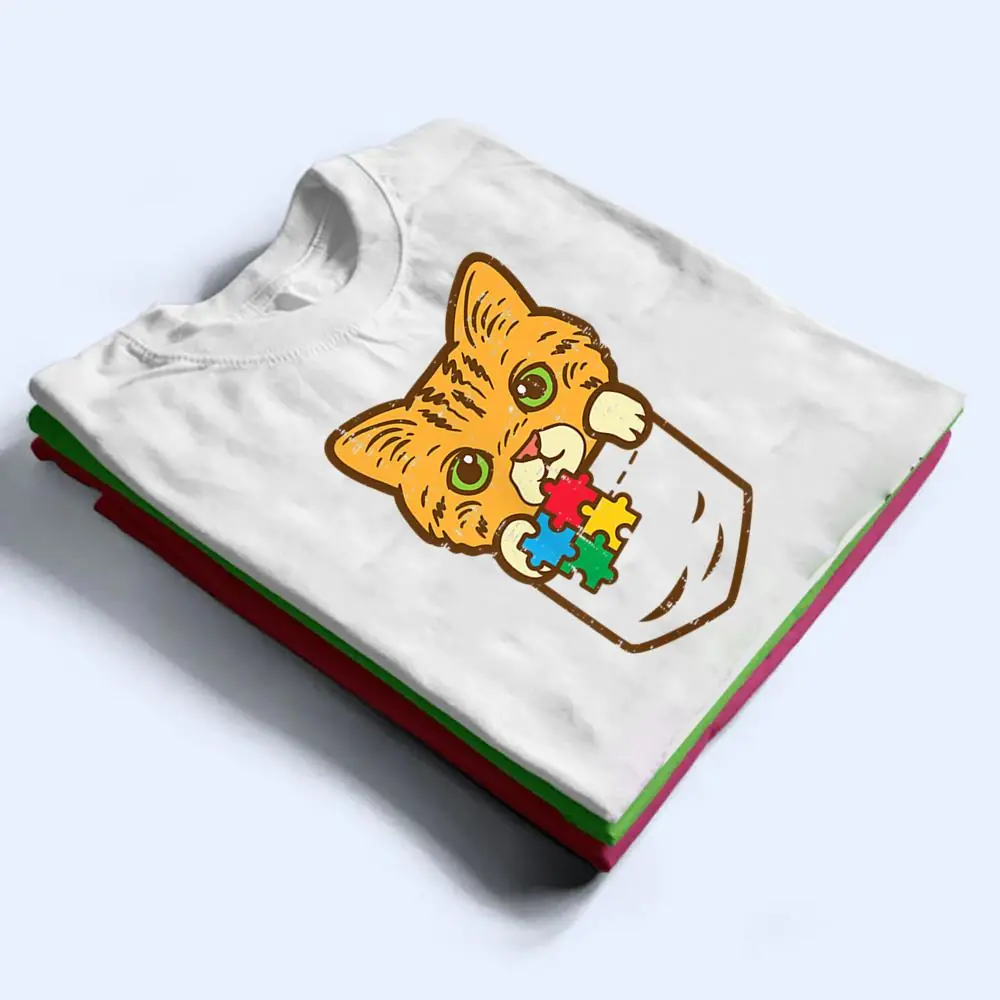 Pocket-Cat-Puzzle-Autism-Awareness-Kitten-T-Shirt-1 Pocket Cat Puzzle Autism Awareness Kitten T Shirt