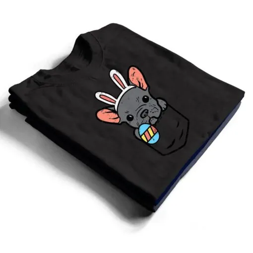 Pocket Easter French Bulldog Bunny Frenchie Dog T Shirt