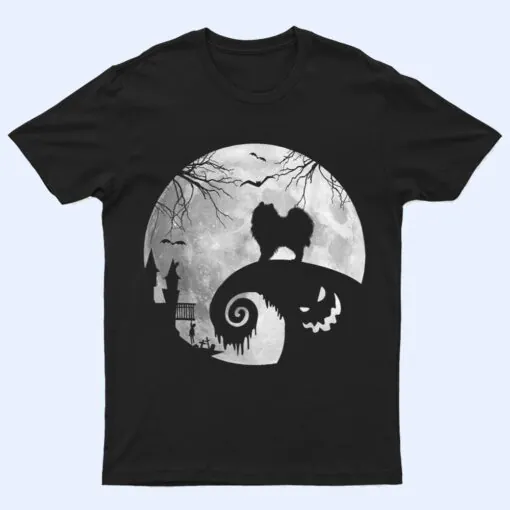 Pomeranian Dog And Moon Halloween Costume Dog Lover Funny T Shirt