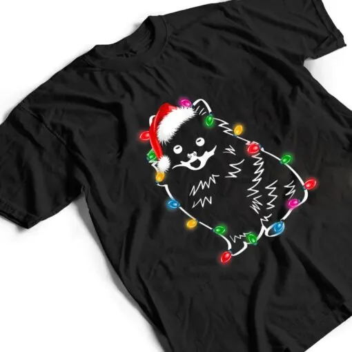 Pomeranian Dog Lights Christmas Matching Family T Shirt