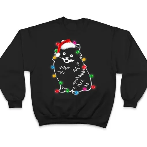 Pomeranian Dog Lights Christmas Matching Family T Shirt