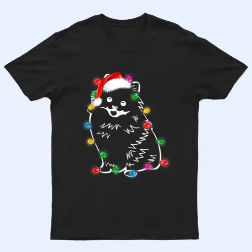 Pomeranian Dog Lights Christmas Matching Family T Shirt