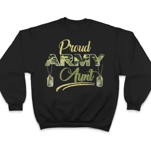 Proud Army Aunt US Flag Camo Dog Tags Military T Shirt
