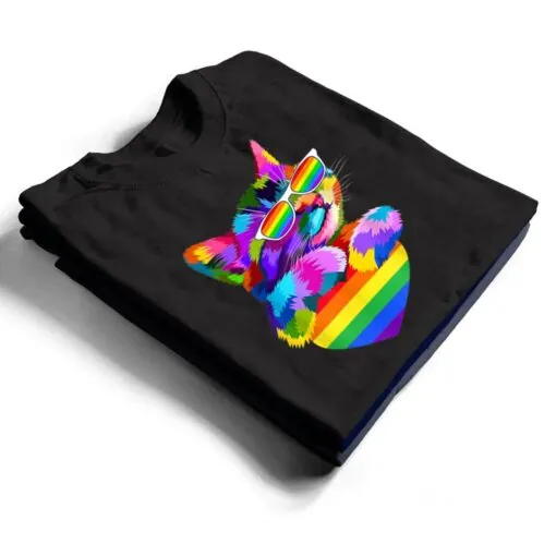 Proud Cute Cat Pride LGBT Transgender Flag Heart Gay Lesbian T Shirt
