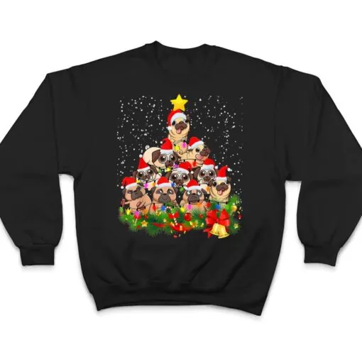 Pug Christmas Tree Dog Santa Merry Pugmas Xmas T Shirt