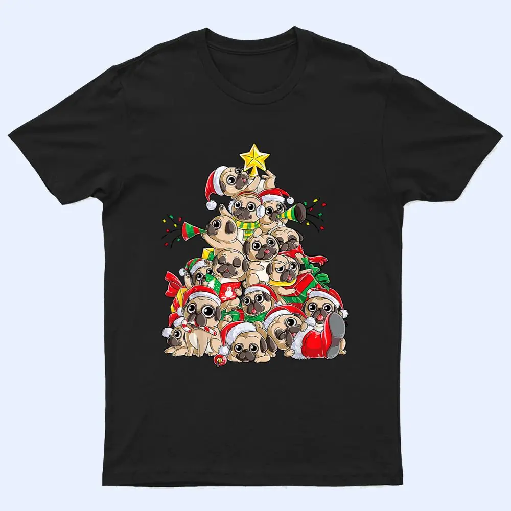 Pug Christmas Tree Dog Santa Xmas Boys Girls Merry Dogmas T Shirt