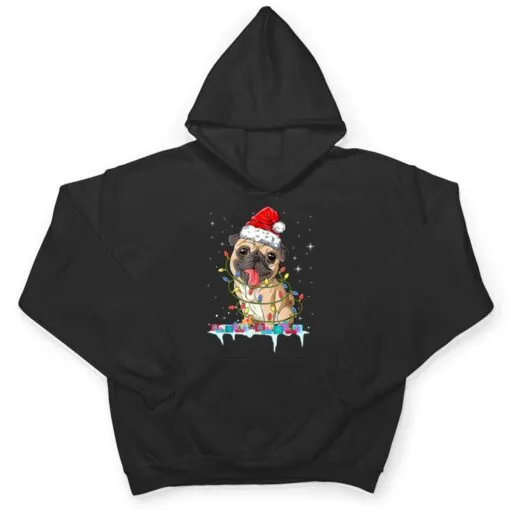 Pug Christmas Tree Lights Santa Dog Xmas Gifts Boys Pugmas T Shirt