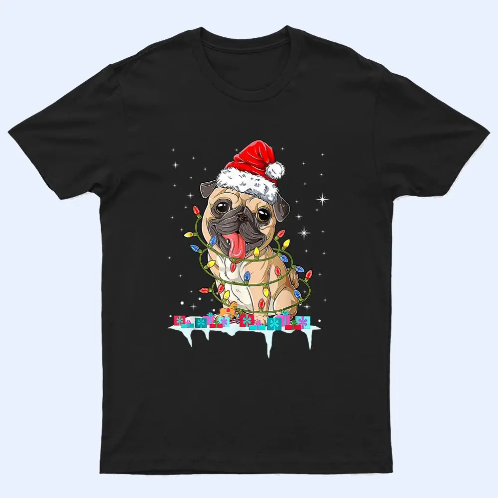 Pug Christmas Tree Lights Santa Dog Xmas Gifts Boys Pugmas T Shirt Pug Christmas Tree Lights Santa Dog Xmas Gifts Boys Pugmas T Shirt