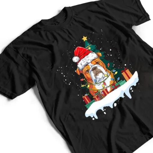 Pug Dog Christmas Tree Lights Santa Xmas T Shirt