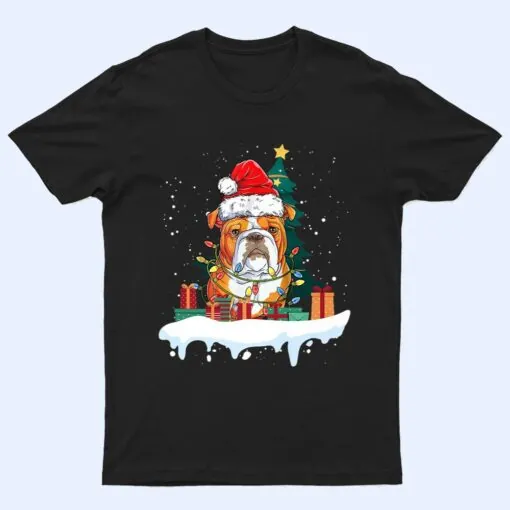 Pug Dog Christmas Tree Lights Santa Xmas T Shirt