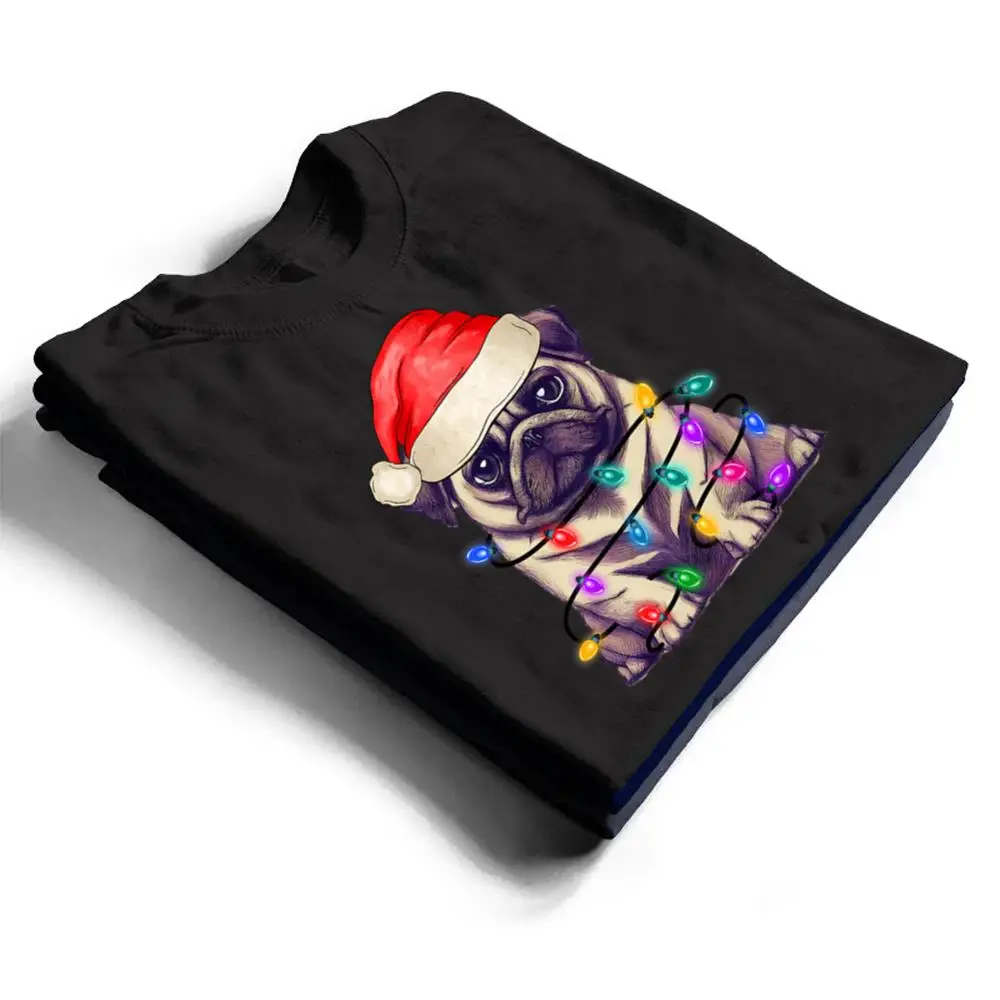 Pug-Santa-Christmas-Tree-Lights-Xmas-Boys-Dog-Dogmas-T-Shirt-1 Pug Santa Christmas Tree Lights Xmas Boys Dog Dogmas T Shirt