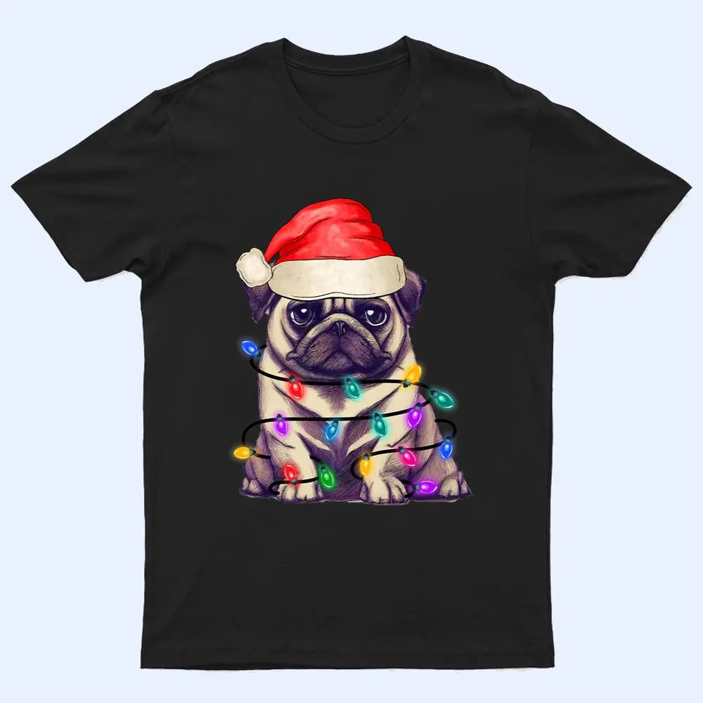 Pug Santa Christmas Tree Lights Xmas Boys Dog Dogmas T Shirt Pug Santa Christmas Tree Lights Xmas Boys Dog Dogmas T Shirt