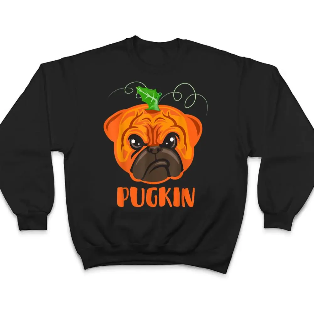 Pugkin-Funny-Halloween-Pug-Costume-Pumpkin-Pug-Dog-Lovers-T-Shirt-4 Pugkin Funny Halloween Pug Costume Pumpkin Pug Dog Lovers T Shirt