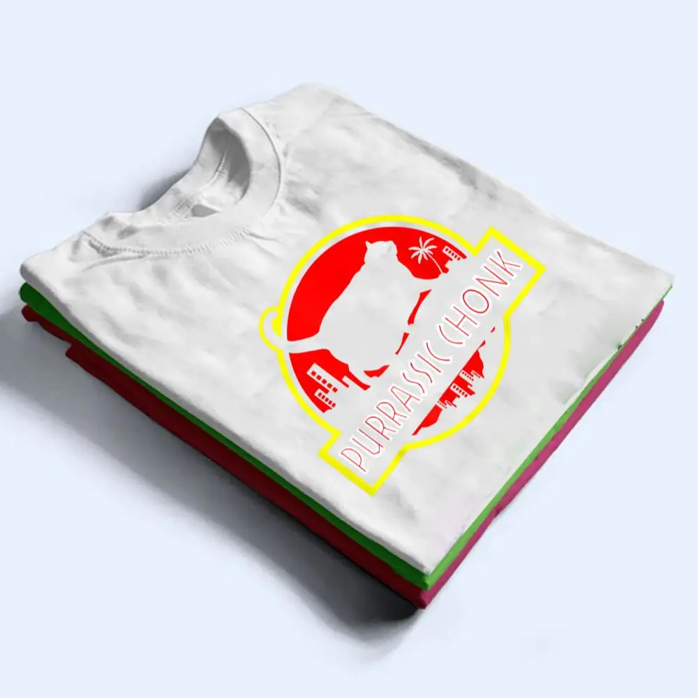 Purrassic-Chonk-Cat-Funny-Cat-Scale-Meme-Retro-Style-T-Shirt-1 Purrassic Chonk Cat Funny Cat Scale Meme Retro Style T Shirt
