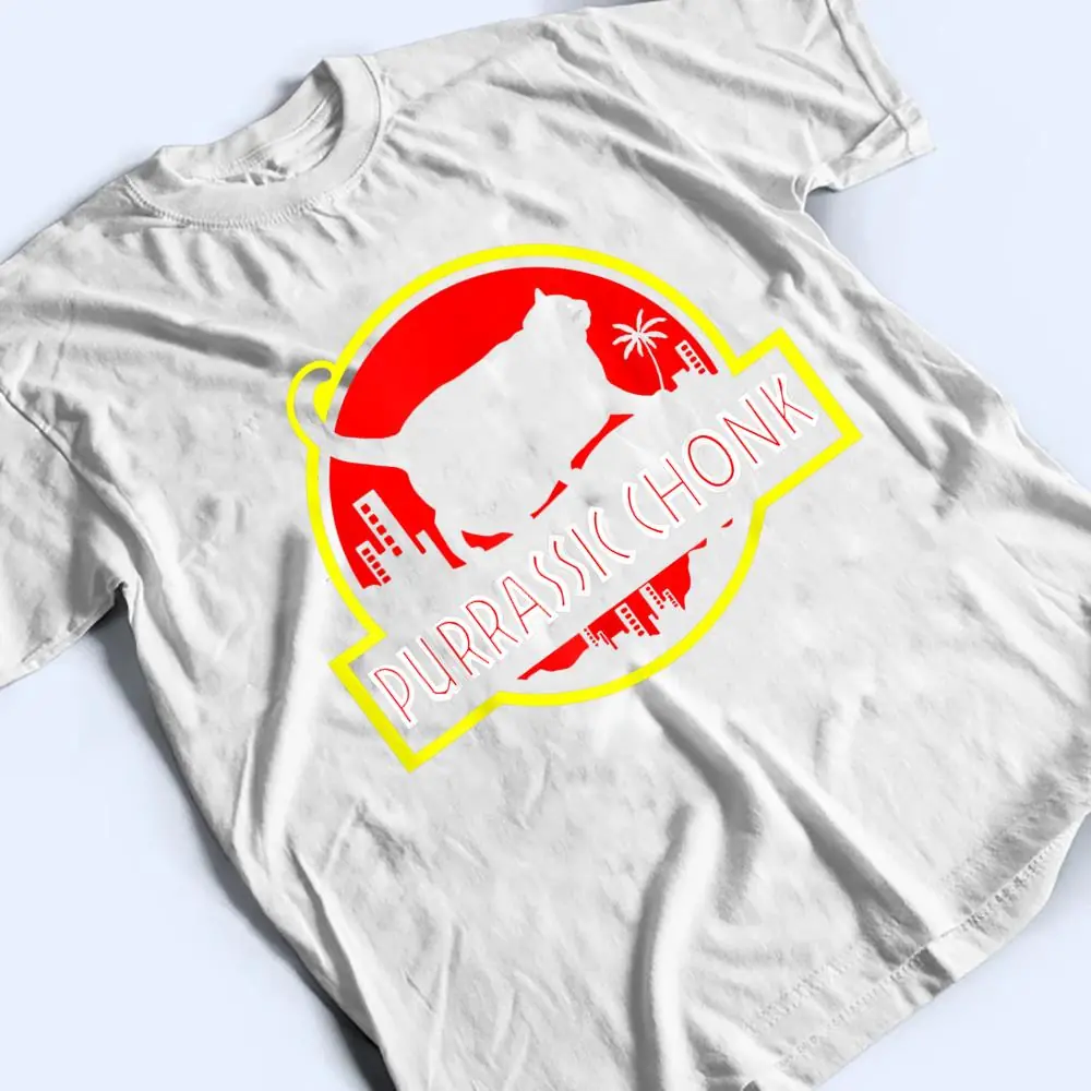 Purrassic-Chonk-Cat-Funny-Cat-Scale-Meme-Retro-Style-T-Shirt-2 Purrassic Chonk Cat Funny Cat Scale Meme Retro Style T Shirt