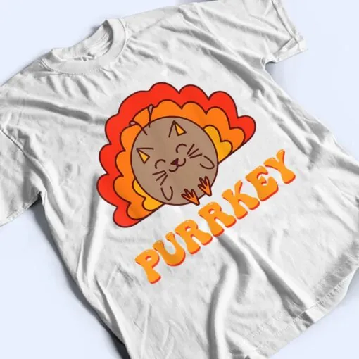 Purrkey Turkey Cat Pun Funny Thanksgiving Cat Lover T Shirt