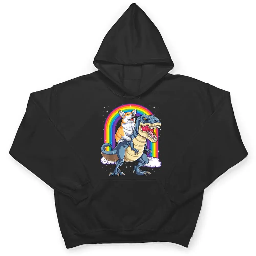 Rainbow-Corgi-Riding-Dinosaur-T-rex-Cute-Corgi-Dog-T-Shirt-3 Rainbow Corgi Riding Dinosaur T rex Cute Corgi Dog T Shirt