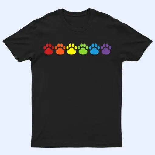 Rainbow Paw Gay Pride Colors LGBTQ Ally Purride Dog Cat Love T Shirt