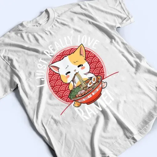 Ramen Cat Anime Kawaii Japanese Gift Girls Official Teenager T Shirt