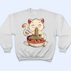 Ramen Cat Eating Noodles Cute Kawaii Anime Gifts Girls Teens T Shirt
