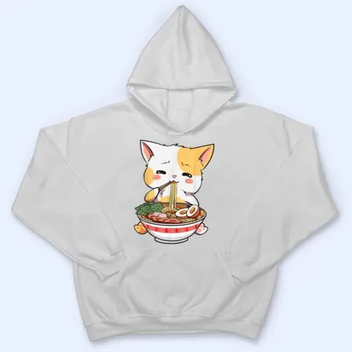 Ramen Cat Kawaii Anime Japanese Food Girls Official Teenager T Shirt