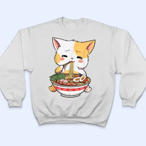 Ramen Cat Kawaii Anime Japanese Food Girls Official Teenager T Shirt