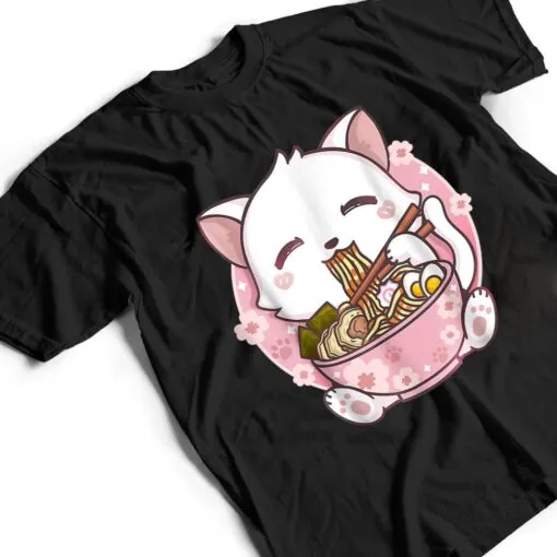 Ramen Cat Kawaii Anime Japanese Food Girls Official Teenager_3 T Shirt