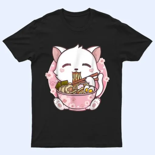 Ramen Cat Kawaii Anime Japanese Food Girls Official Teenager_3 T Shirt