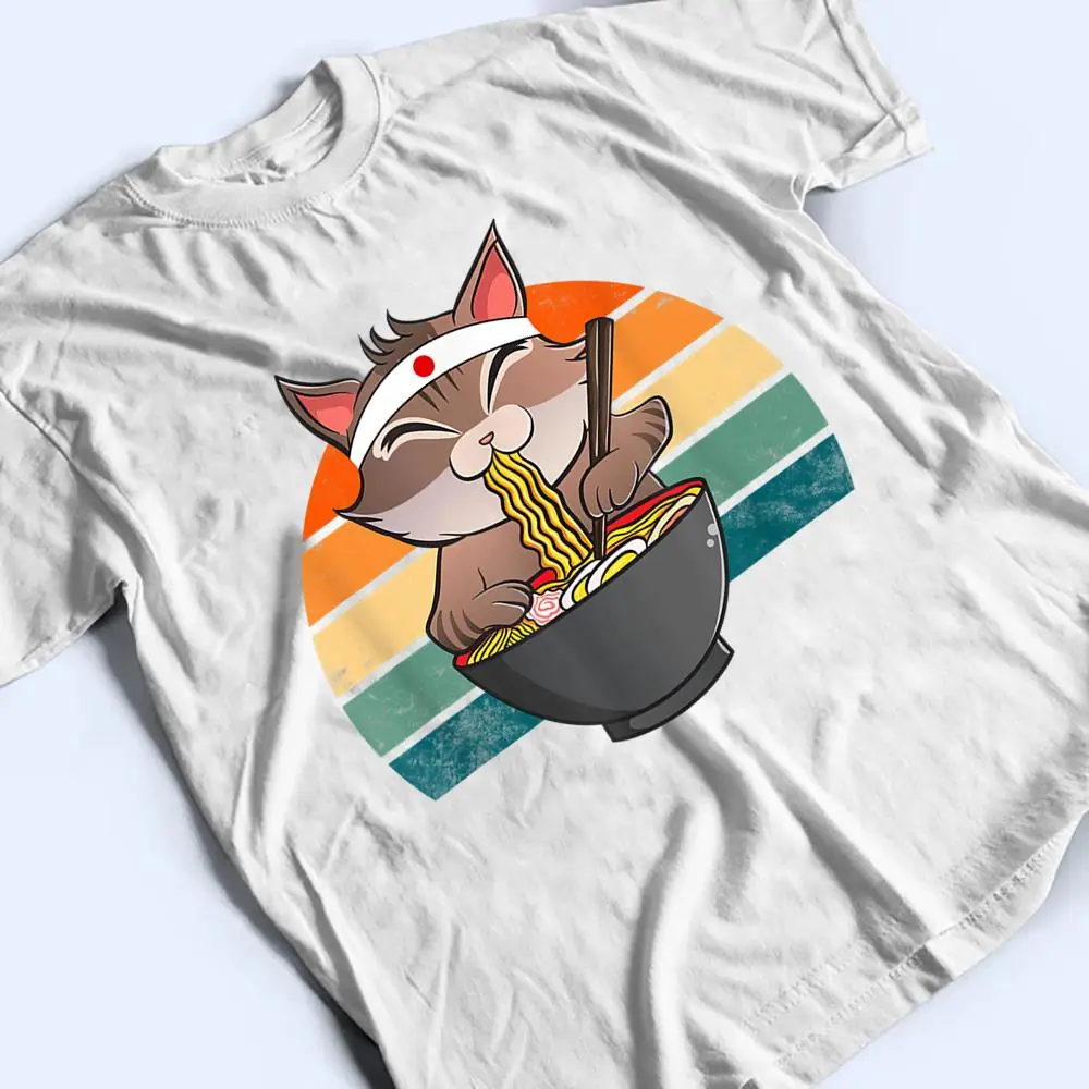 Ramen-Cat-Neko-Noodle-Anime-Kawaii-Japanese-Funny-Vintage-T-Shirt-2 Ramen Cat Neko Noodle Anime Kawaii Japanese Funny Vintage T Shirt