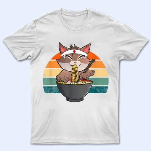 Ramen Cat Neko Noodle Anime Kawaii Japanese Funny Vintage T Shirt