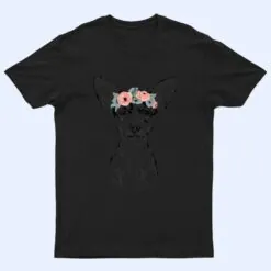 Rat Terrier with Floral Headband Dog Mom T Shirt