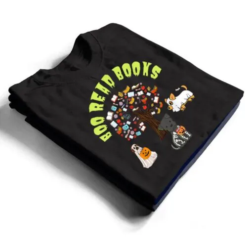 Read More Boooooks Cute Ghost Dog Funny Boo Groovy Halloween Ver 2 T Shirt