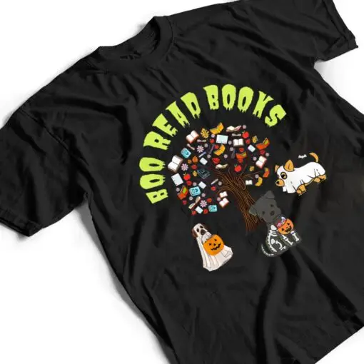 Read More Boooooks Cute Ghost Dog Funny Boo Groovy Halloween Ver 2 T Shirt