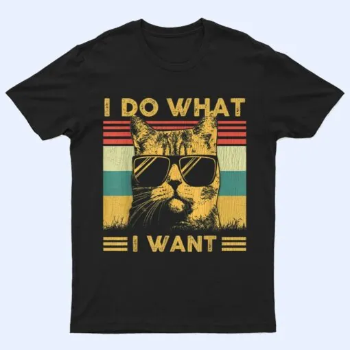 Retro 70s 80s 90s I do what I want cat funny cat lover T Shirt