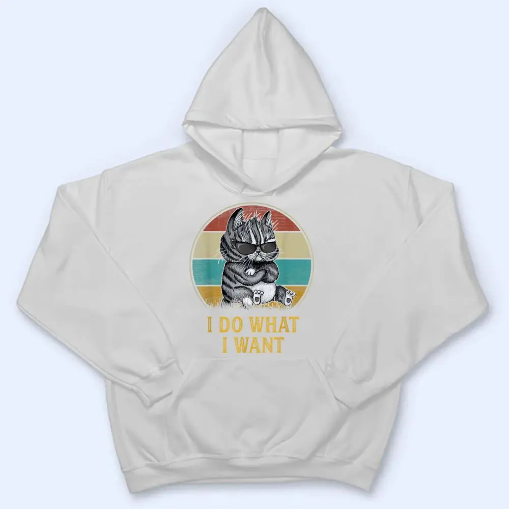 Retro 80s 90s Cat Lovers Boys Men Funny I Do What I Want Cat T Shirt