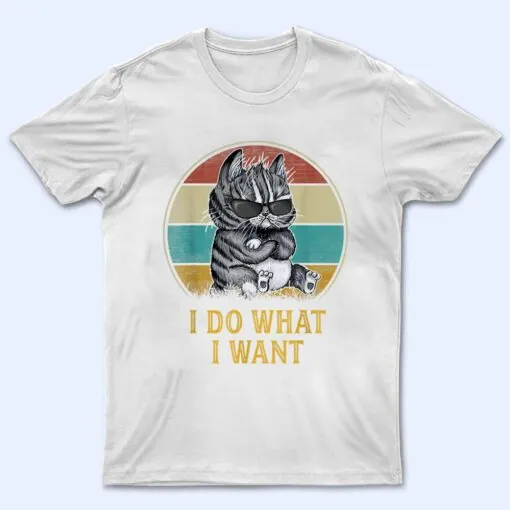 Retro 80s 90s Cat Lovers Boys Men Funny I Do What I Want Cat T Shirt