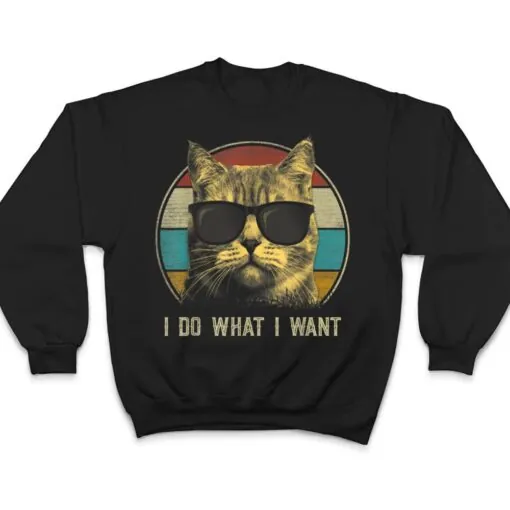 Retro 80s 90s Cat Lovers I Do What I Want Funny Cat T Shirt