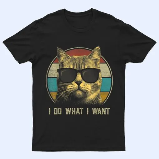 Retro 80s 90s Cat Lovers I Do What I Want Funny Cat T Shirt