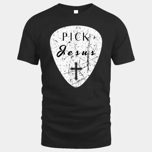 Retro Guitar Pick Pun Pick Jesus Cross Worship Leader Music