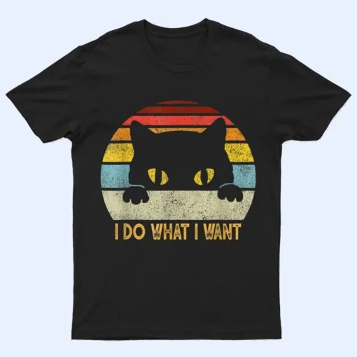 Retro I Do What I Want Cat Funny Meow 80s 90s Cat Lover T Shirt