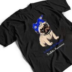 Retro In November We Wear Blue Pug Dog Diabetes Awareness T Shirt