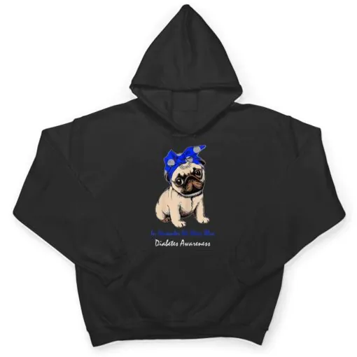 Retro In November We Wear Blue Pug Dog Diabetes Awareness T Shirt