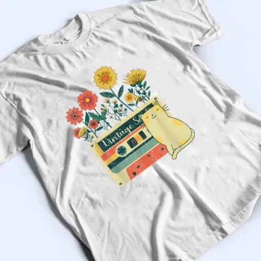 Retro Soul Flowers Wildflower Cat, Funny Cat for Girls T Shirt