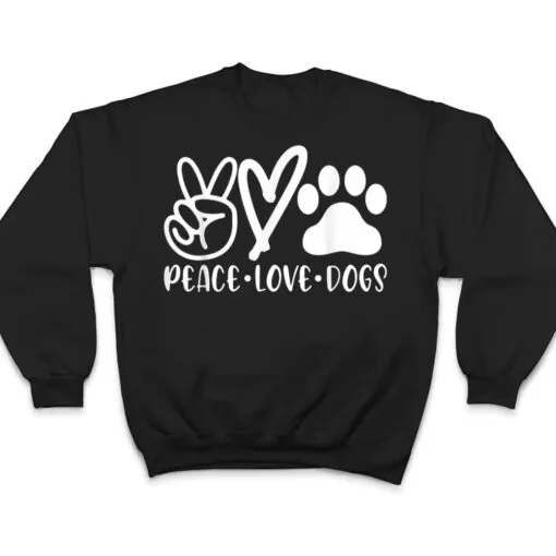 Retro Vintage Peace Love Dog Funny Dog Lover Gifts T Shirt